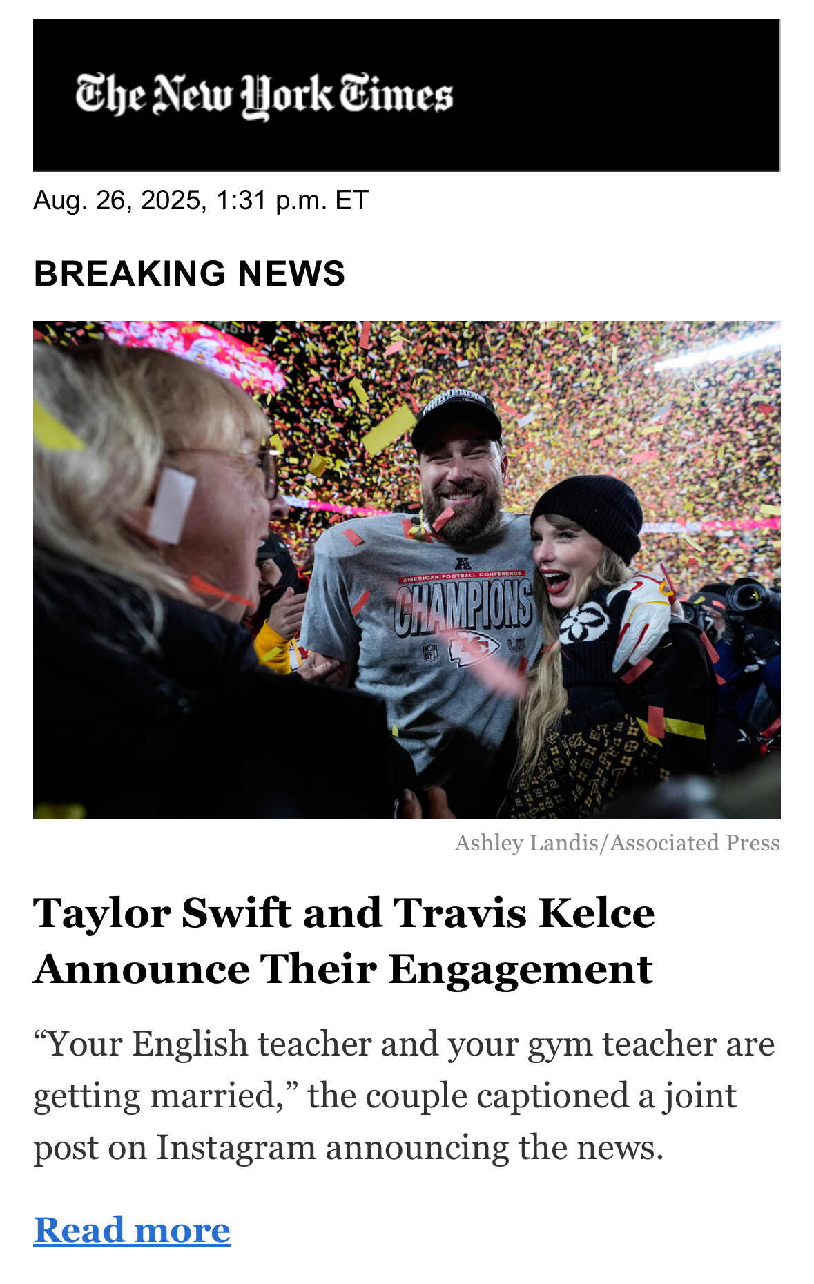 The New York Times Breaking News Email Screenshot